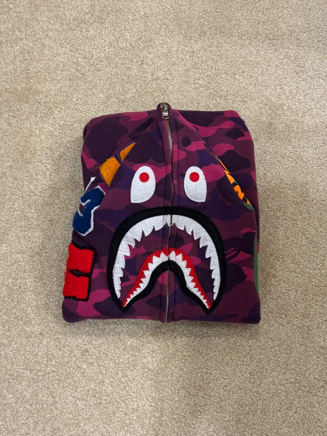 Bape Purple Camo Shark Hoodie