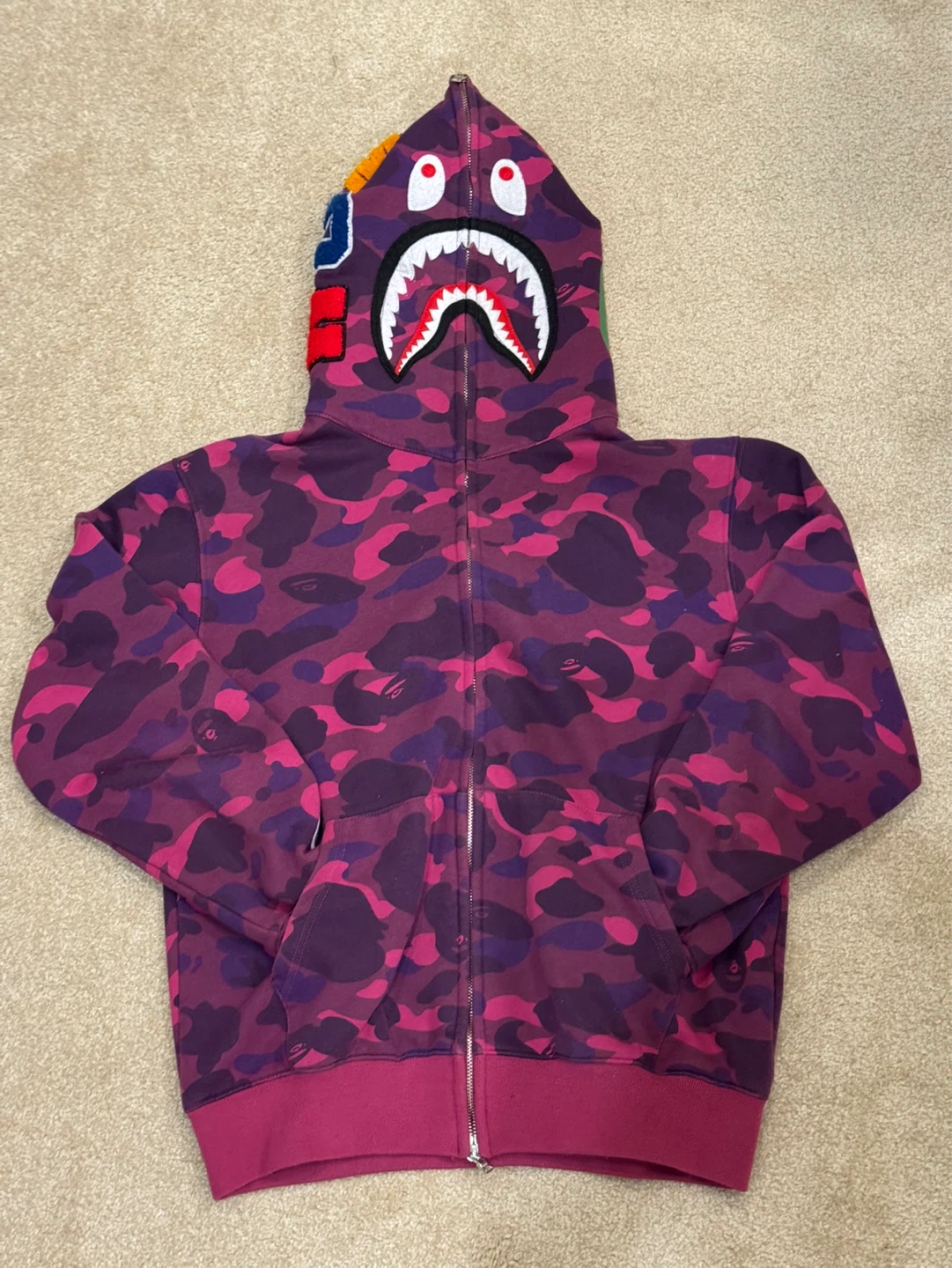 Bape Purple Camo Shark Hoodie - photo 2