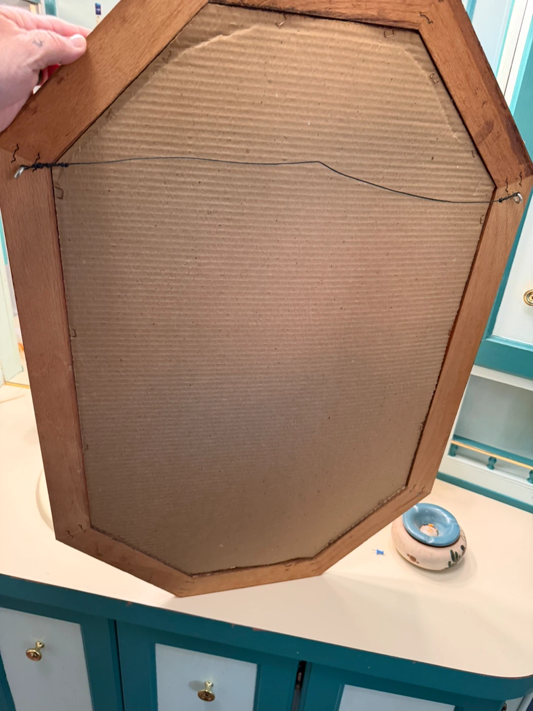 Octagon Stained Glass Style Mirror with Wood Frame - photo 3