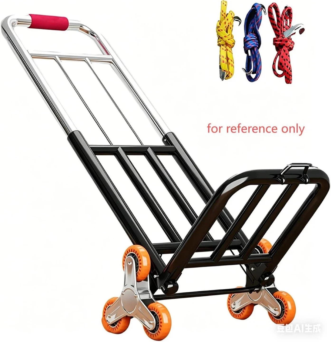 Folding Hand Truck Dolly with 6 Wheels and Bungee Cords