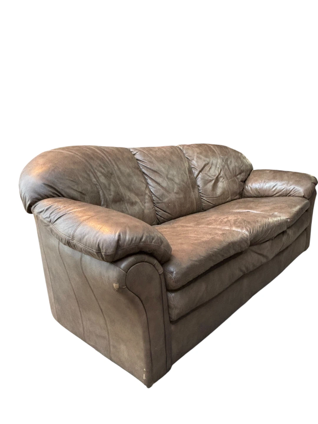 Brown Leather Sofa - 82" L x 34" W x 35" H - photo 4
