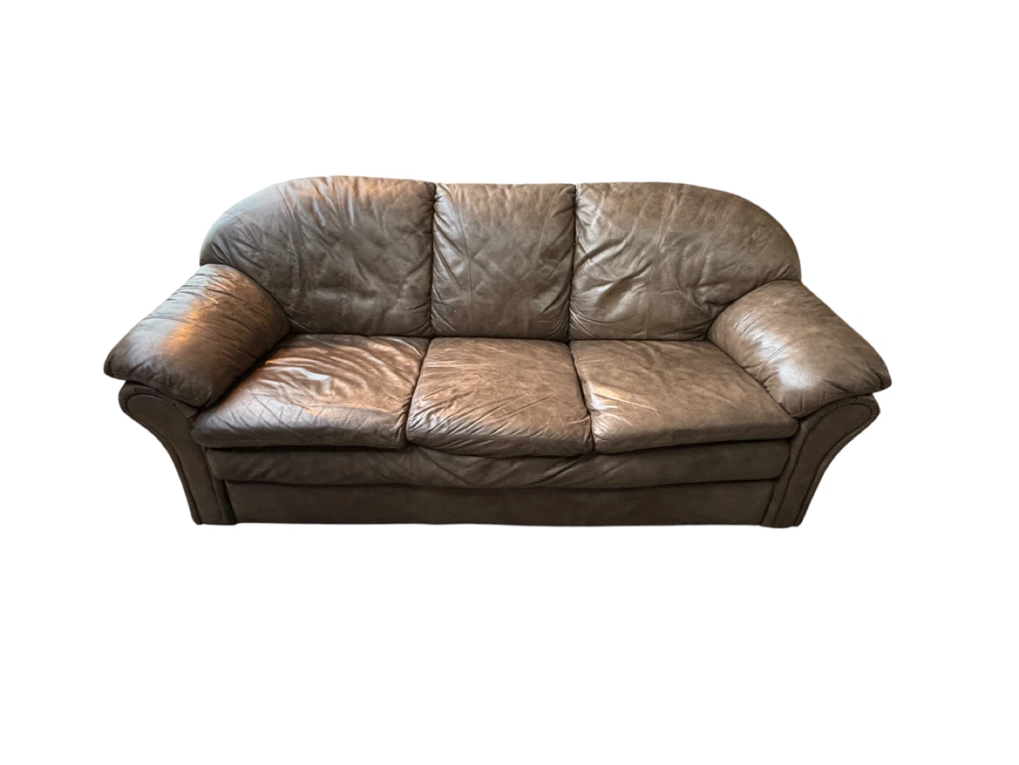 Brown Leather Sofa - 82" L x 34" W x 35" H - photo 3