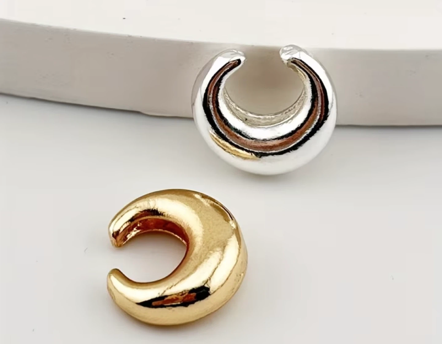 Crescent Moon Ear Cuff Set - Gold and Silver Tones