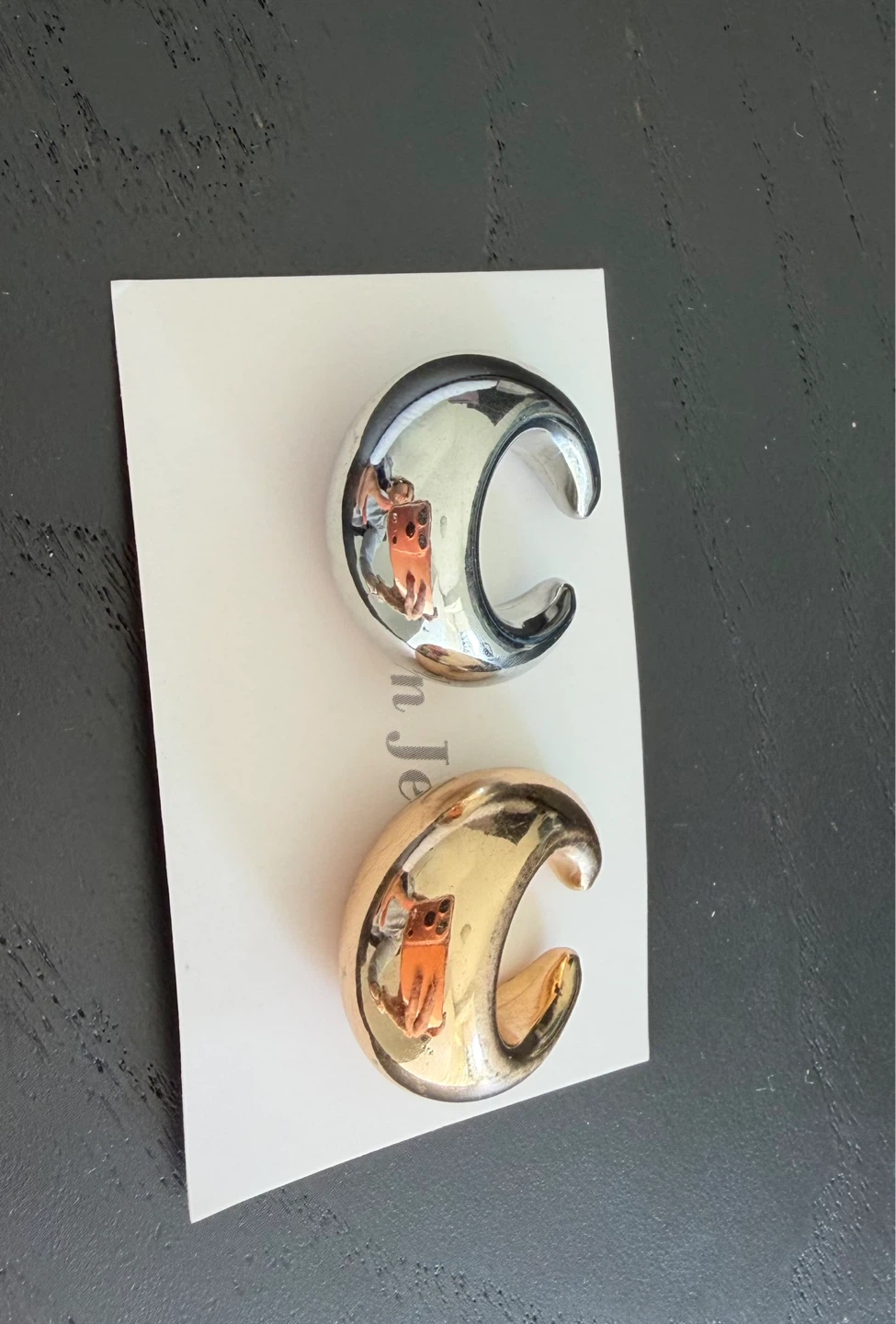 Crescent Moon Ear Cuff Set - Gold and Silver Tones - photo 3