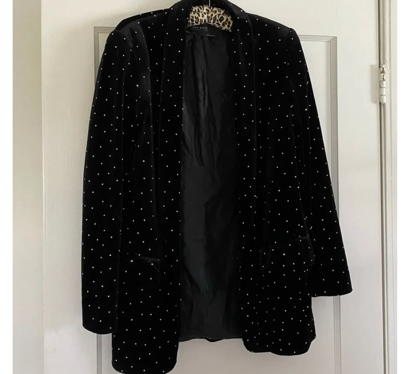 Zara Black Velvet Blazer with Rhinestones