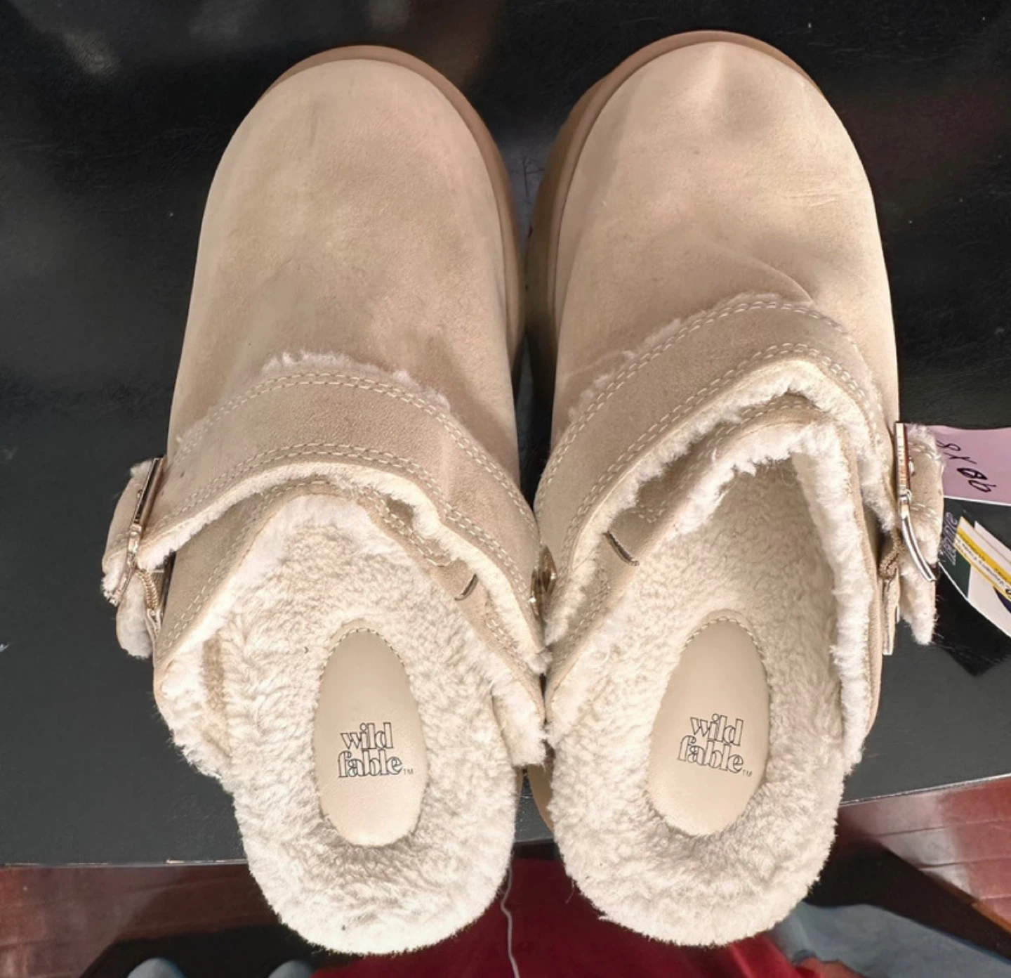 Wild Fable Women's Clogs Size 6 US Tan Faux Fur Lined Platform