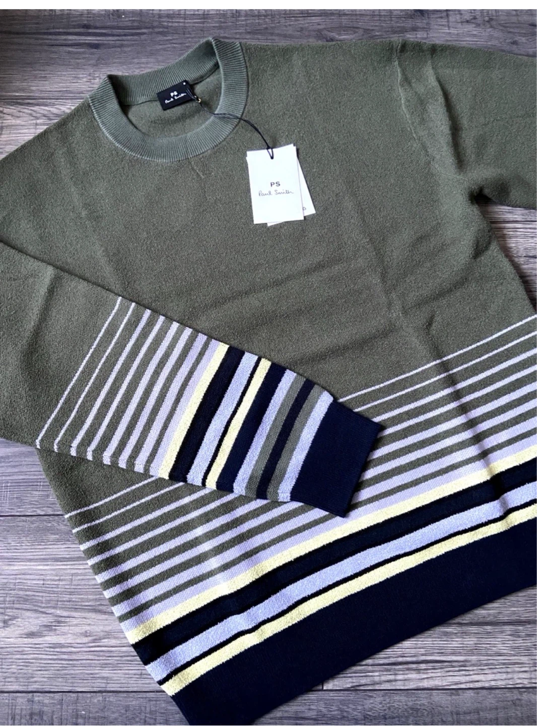Paul Smith Men's Striped Knit Sweater - Olive Green