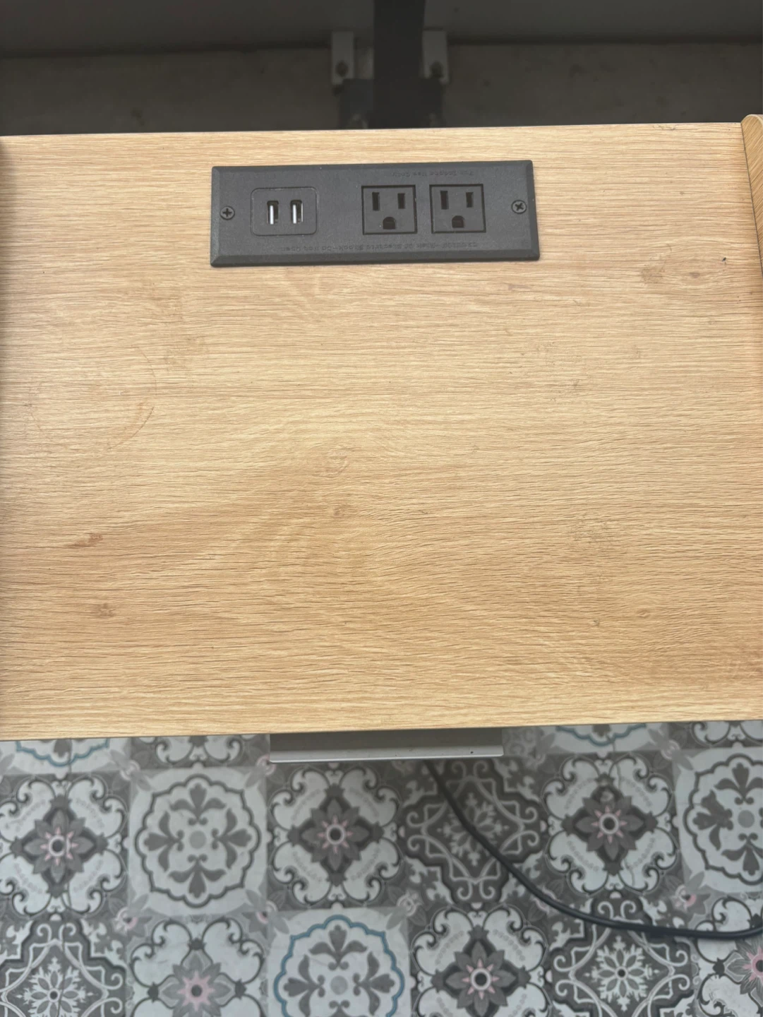 Wood Nightstand with 2 Drawers and Built-in Power Outlet - photo 3