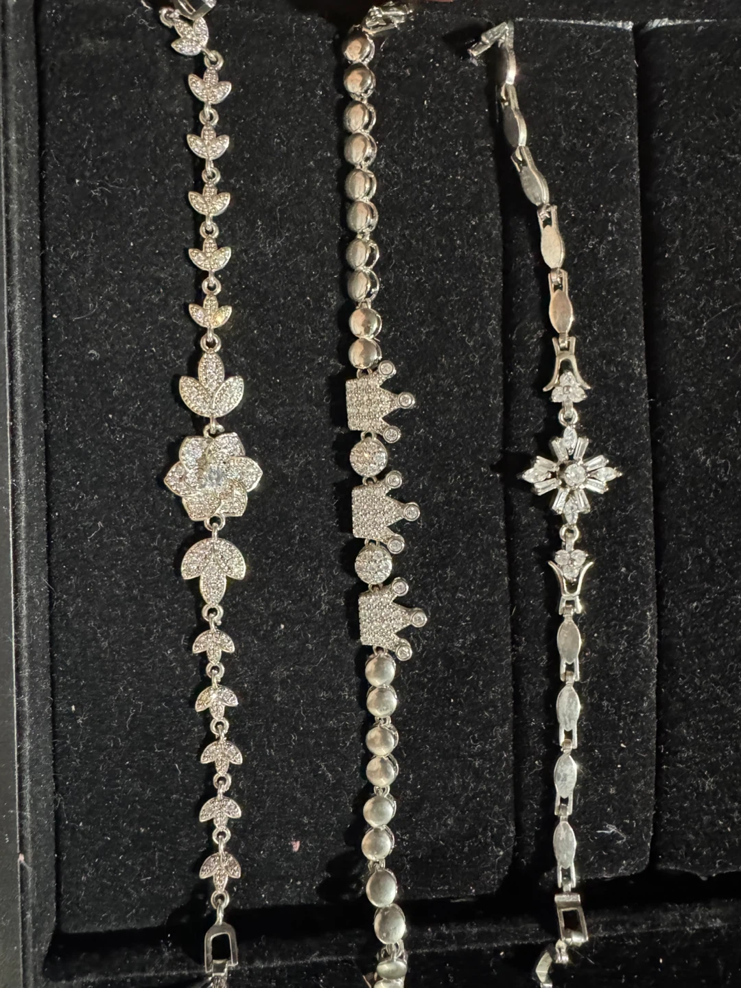 Lot of 3 Silver-Tone Bracelets with Rhinestones - photo 2