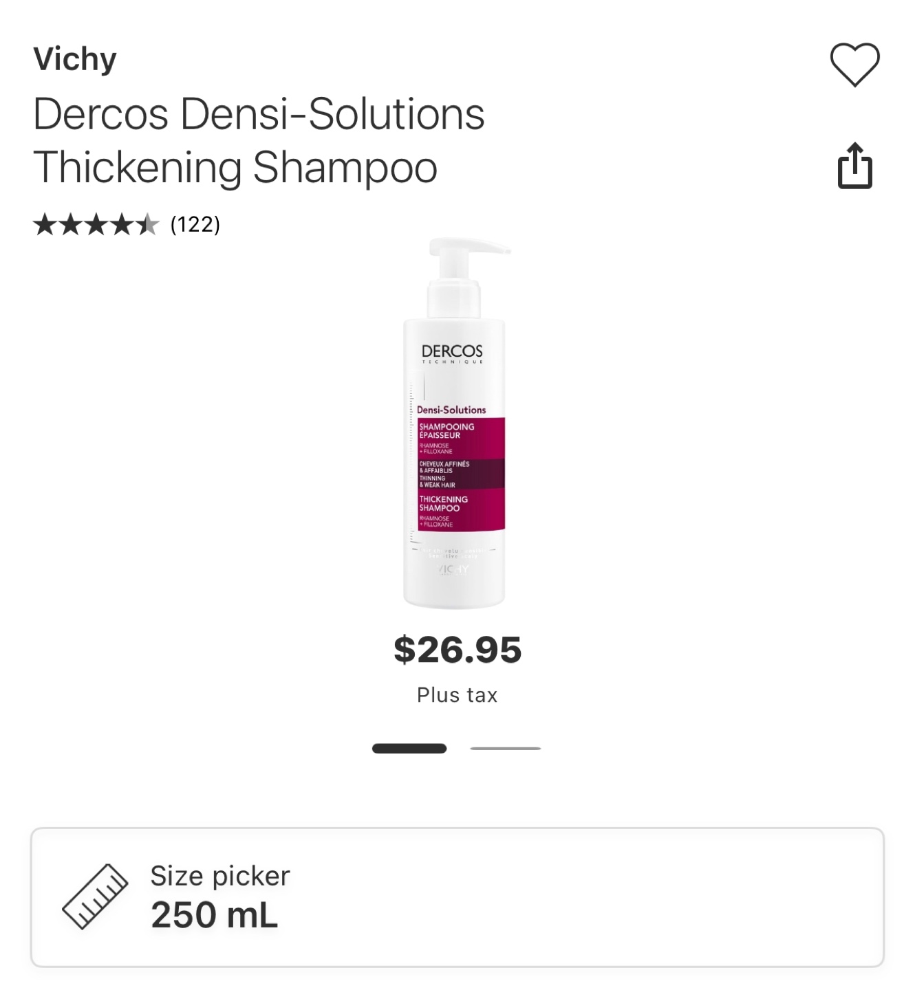 Vichy Dercos Densi-Solutions Thickening Shampoo 250 mL