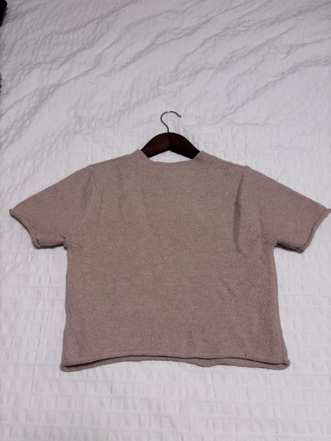 Beige Knit Short Sleeve Top - photo 3