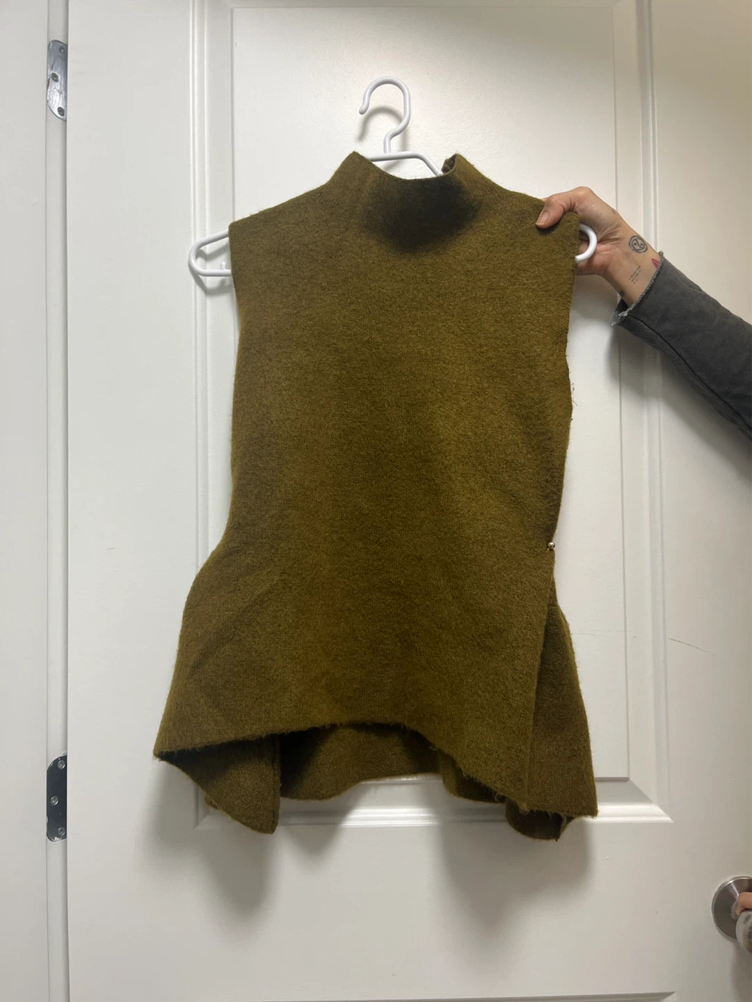 ZARA Sleeveless Mock Neck Top - Olive Green - Size S