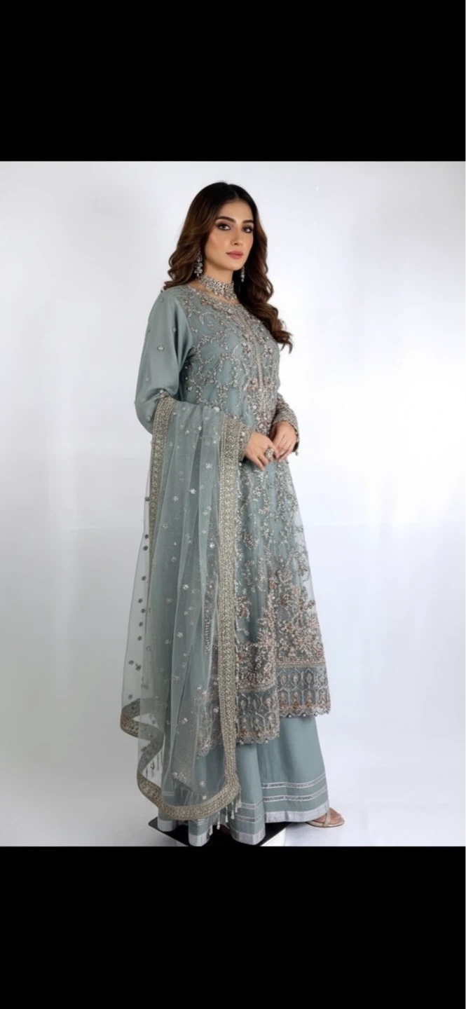 Designer Pakistani Dress Grey Color - photo 5