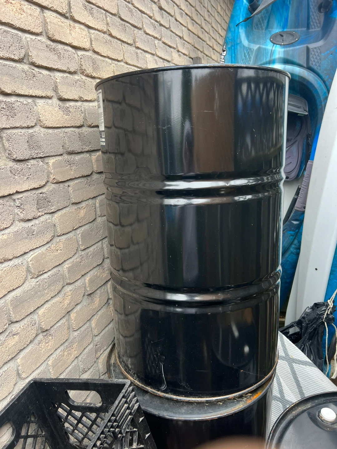 Black Metal Barrels (Set of 3)