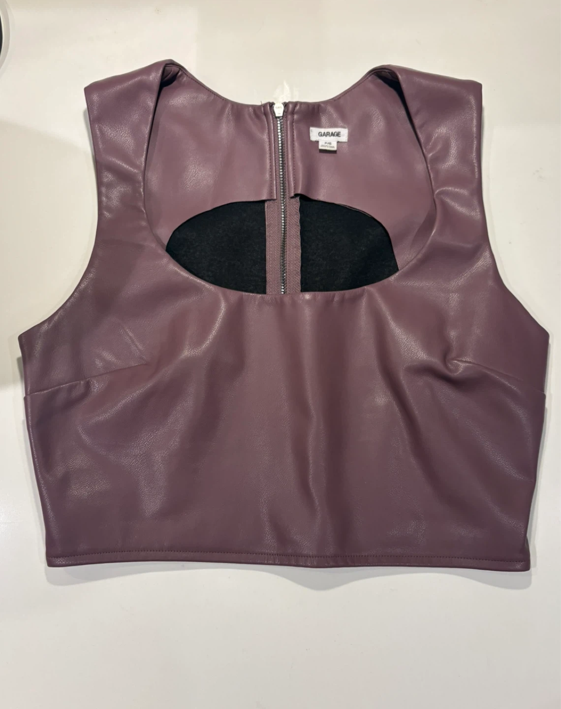 Garage Purple Faux Leather Crop Top