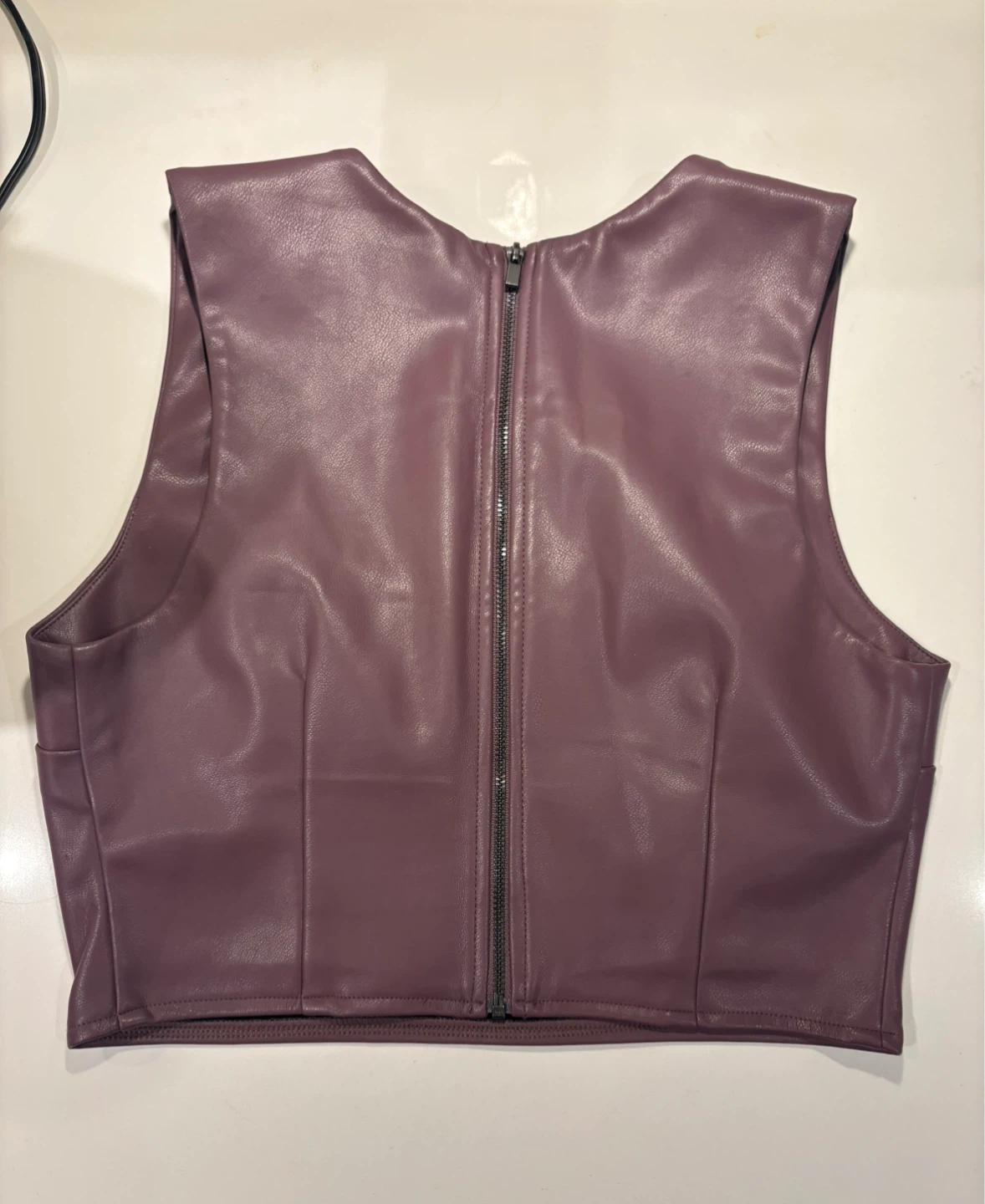 Garage Purple Faux Leather Crop Top - photo 2