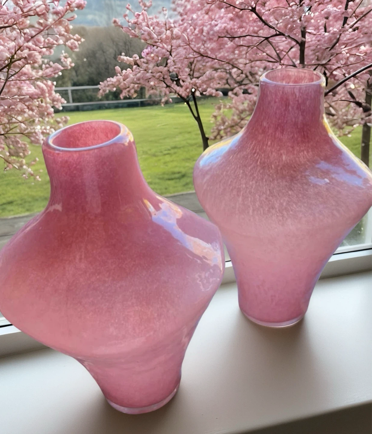 Anthropologie Smashed Glass Pink Vase 12.5 in.