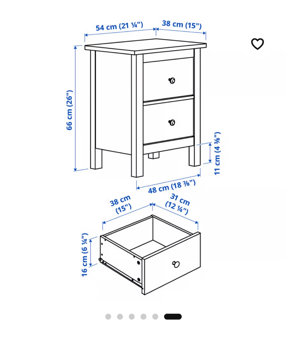 IKEA HEMNES 2-Drawer Nightstand - White - photo 4