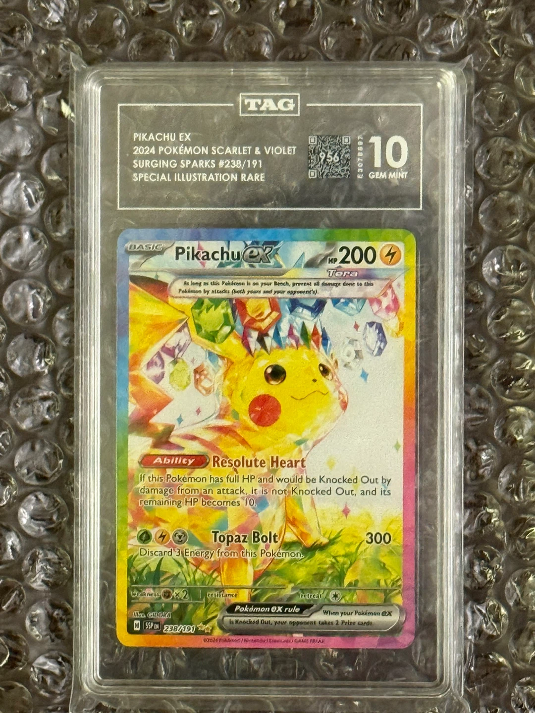 Pikachu EX Pokémon Illustration Rare SIR Card #238 Tag 10 PSA