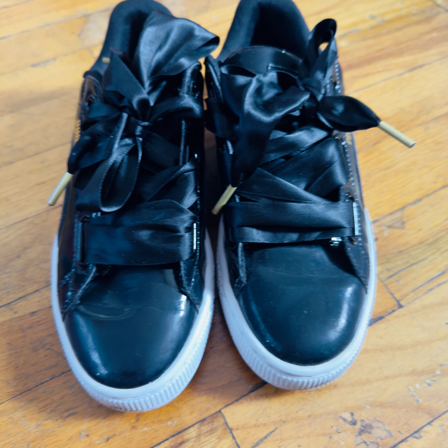 Puma Basket Platform Satin Lace Sneakers - Black - photo 2