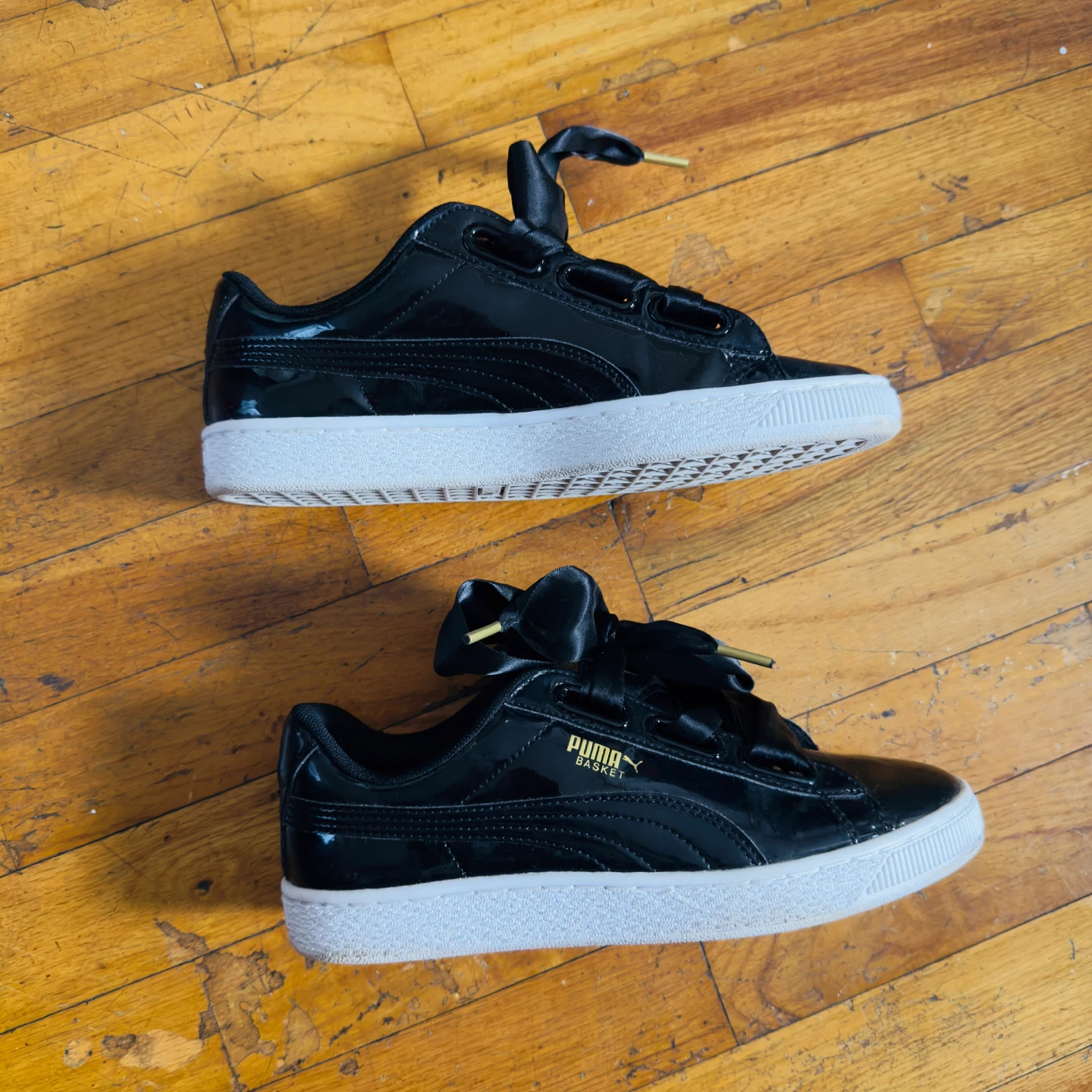 Puma Basket Platform Satin Lace Sneakers - Black - photo 5