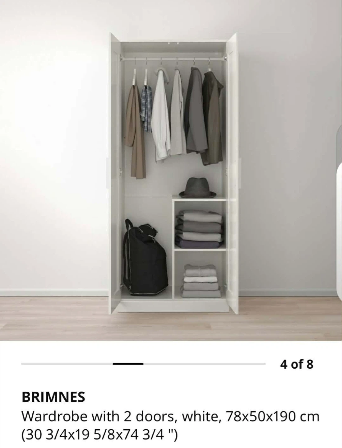 IKEA BRIMNES Wardrobe with 2 doors, white - photo 2