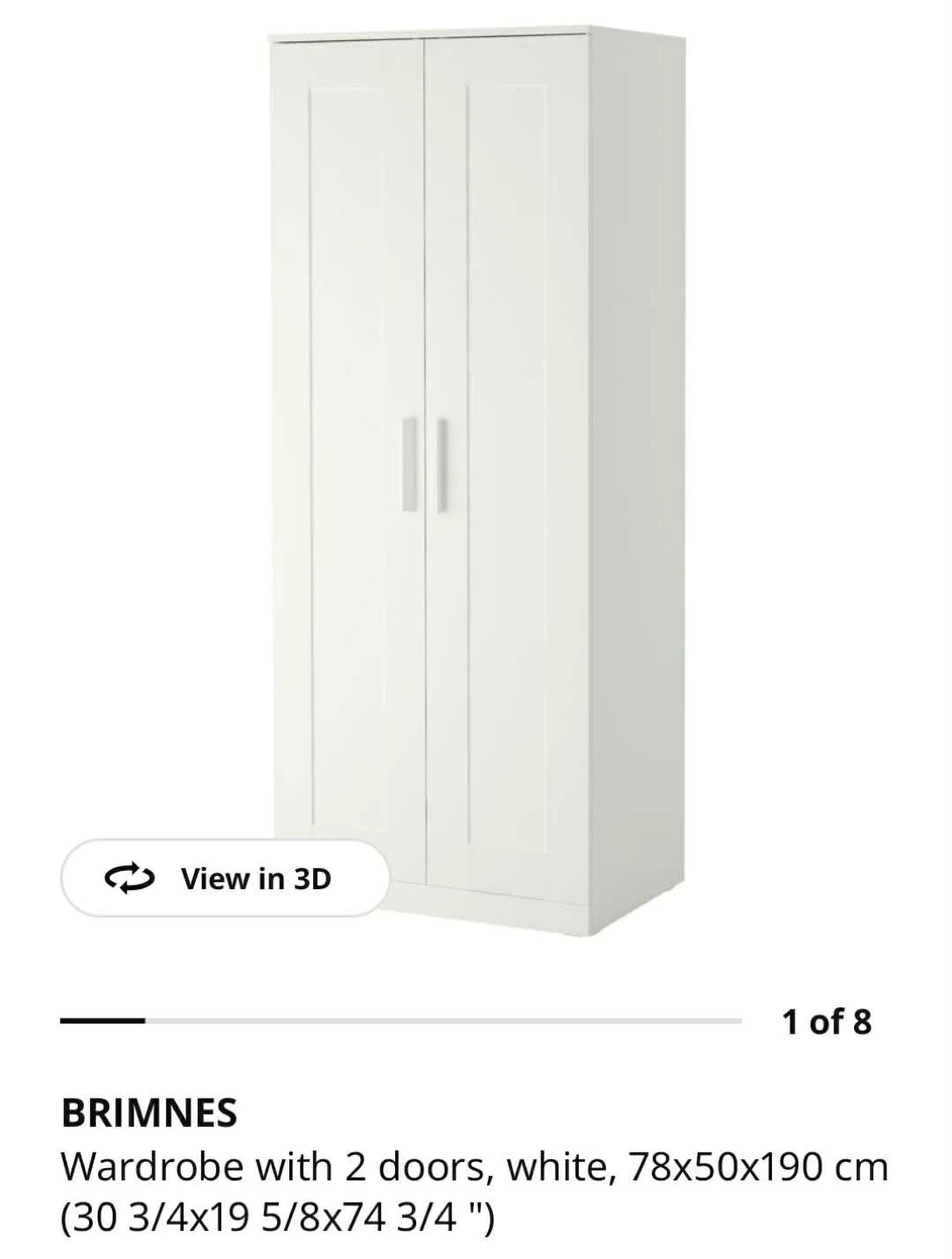IKEA BRIMNES Wardrobe with 2 doors, white
