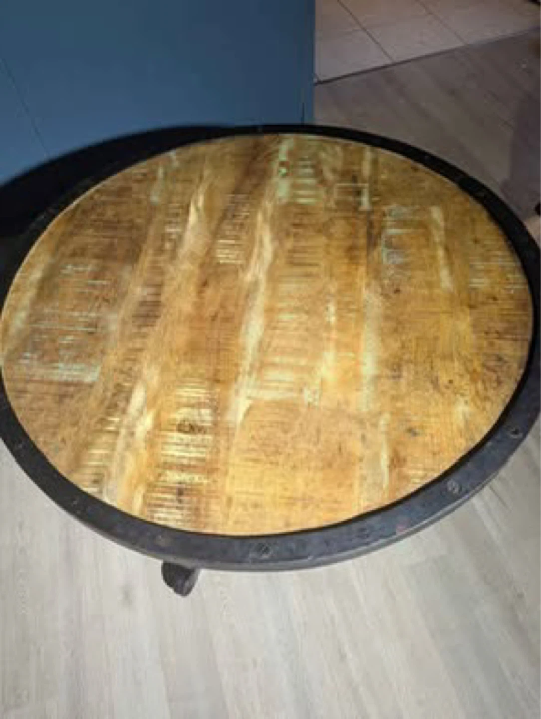 Industrial Round Wood Table - photo 3