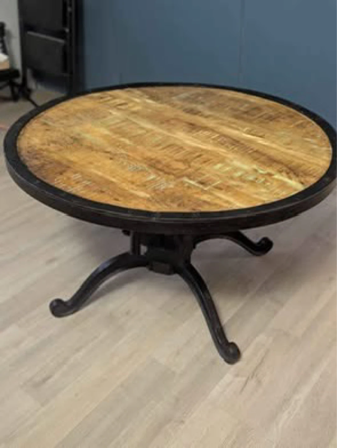 Industrial Round Wood Table - photo 2
