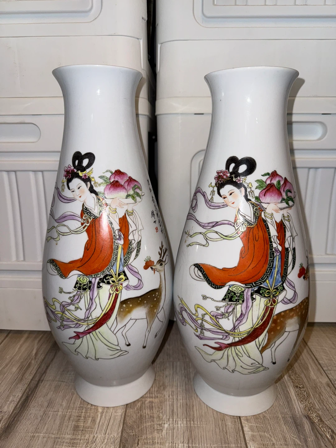 2 Vintage Japanese Kutani-Style Porcelain Geisha Vases