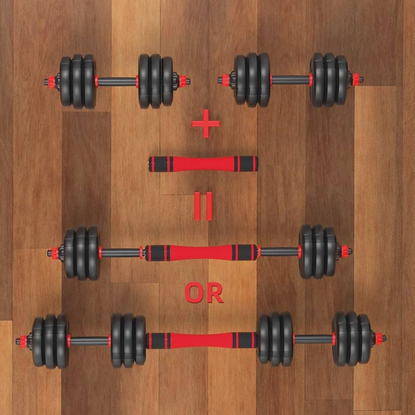 RUNWE Adjustable Dumbbell Set with Barbell Connector - photo 2