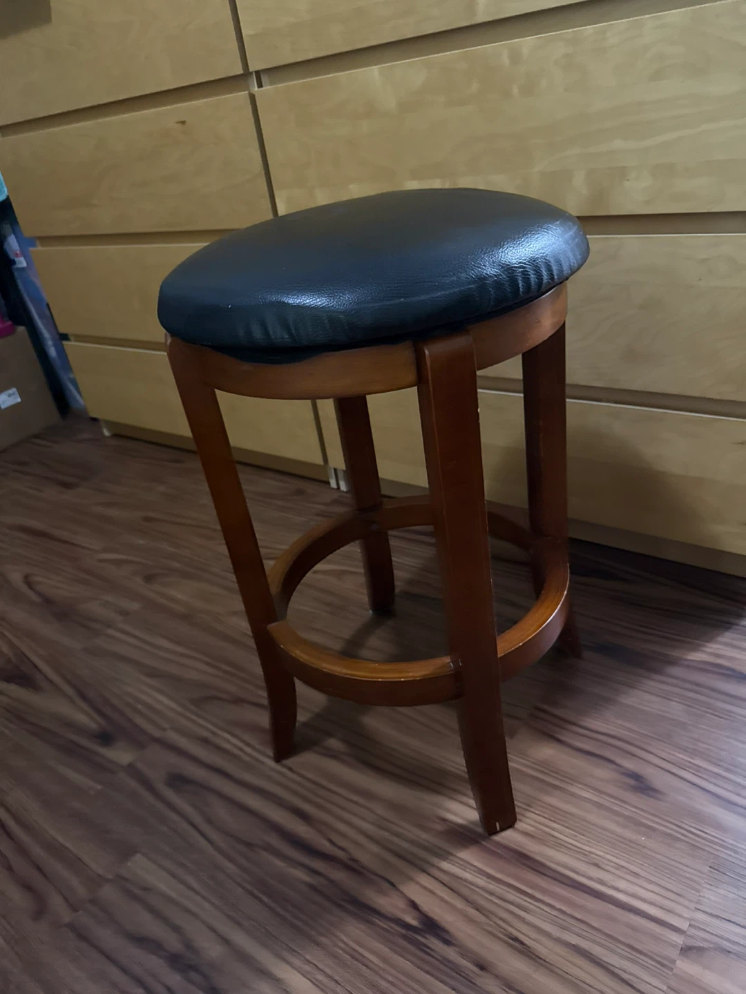 Black Faux Leather Swivel Bar Stool