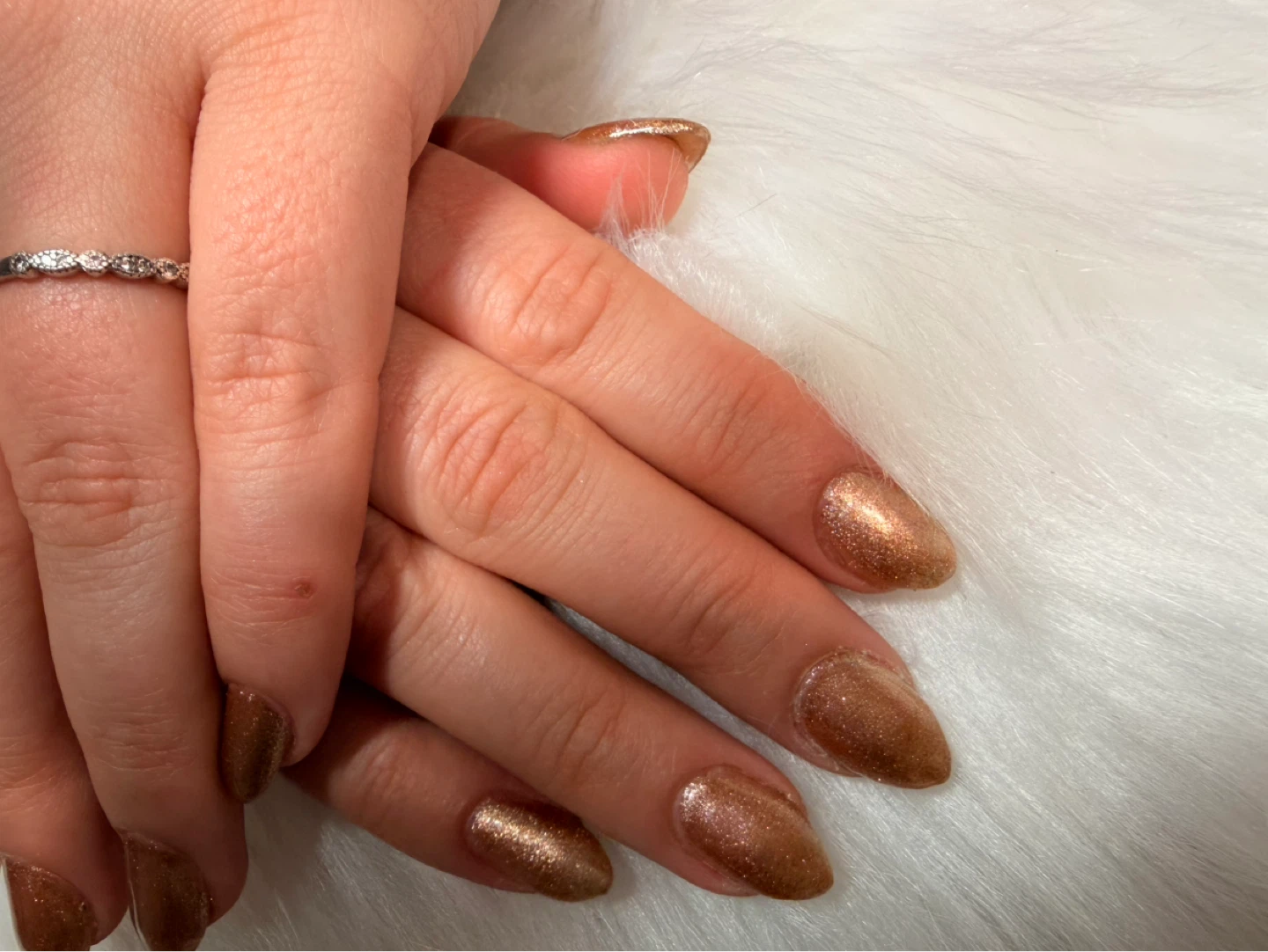 Sparkly Gold Almond Nails