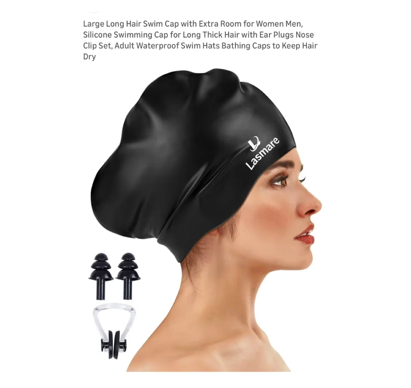 Brand new Large Long Hair Swim Cap with Extra Room for Women Men