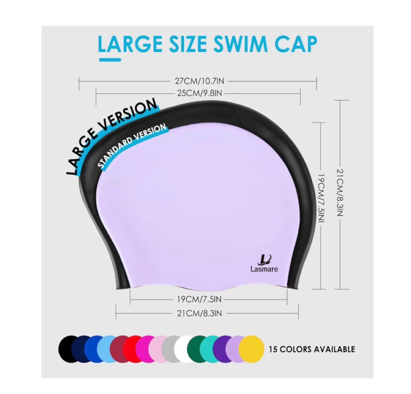 Brand new Large Long Hair Swim Cap with Extra Room for Women Men - photo 3