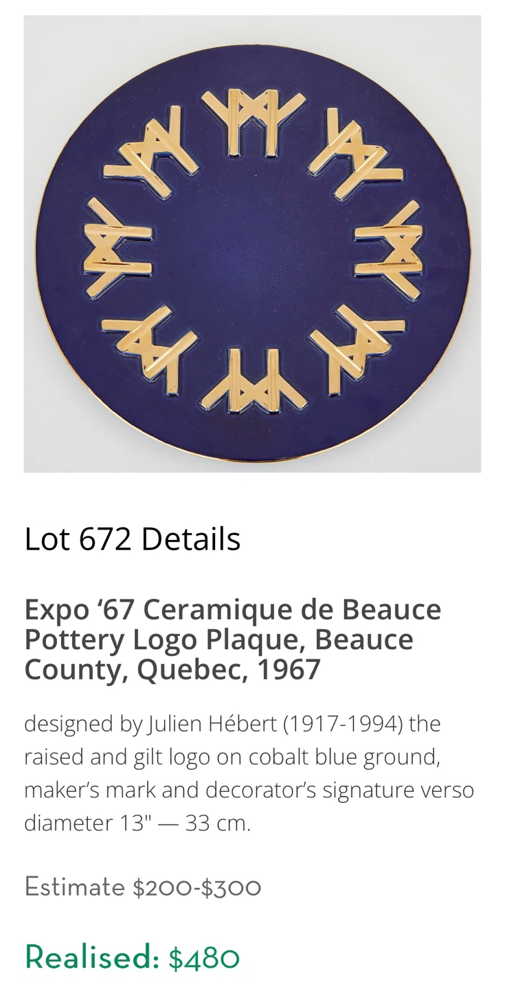 Vintage Beauceware Montreal Expo 67 Pottery Plate-plaque - photo 5