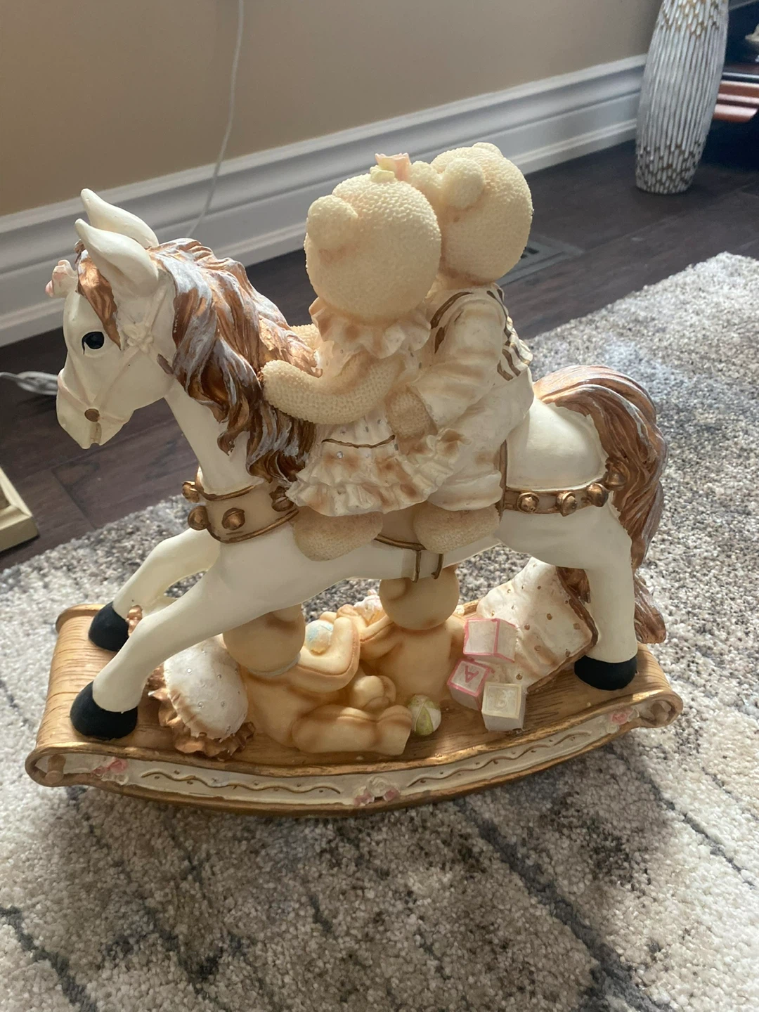 Ceramic Teddy Bear Rocking Horse Figurine - photo 2