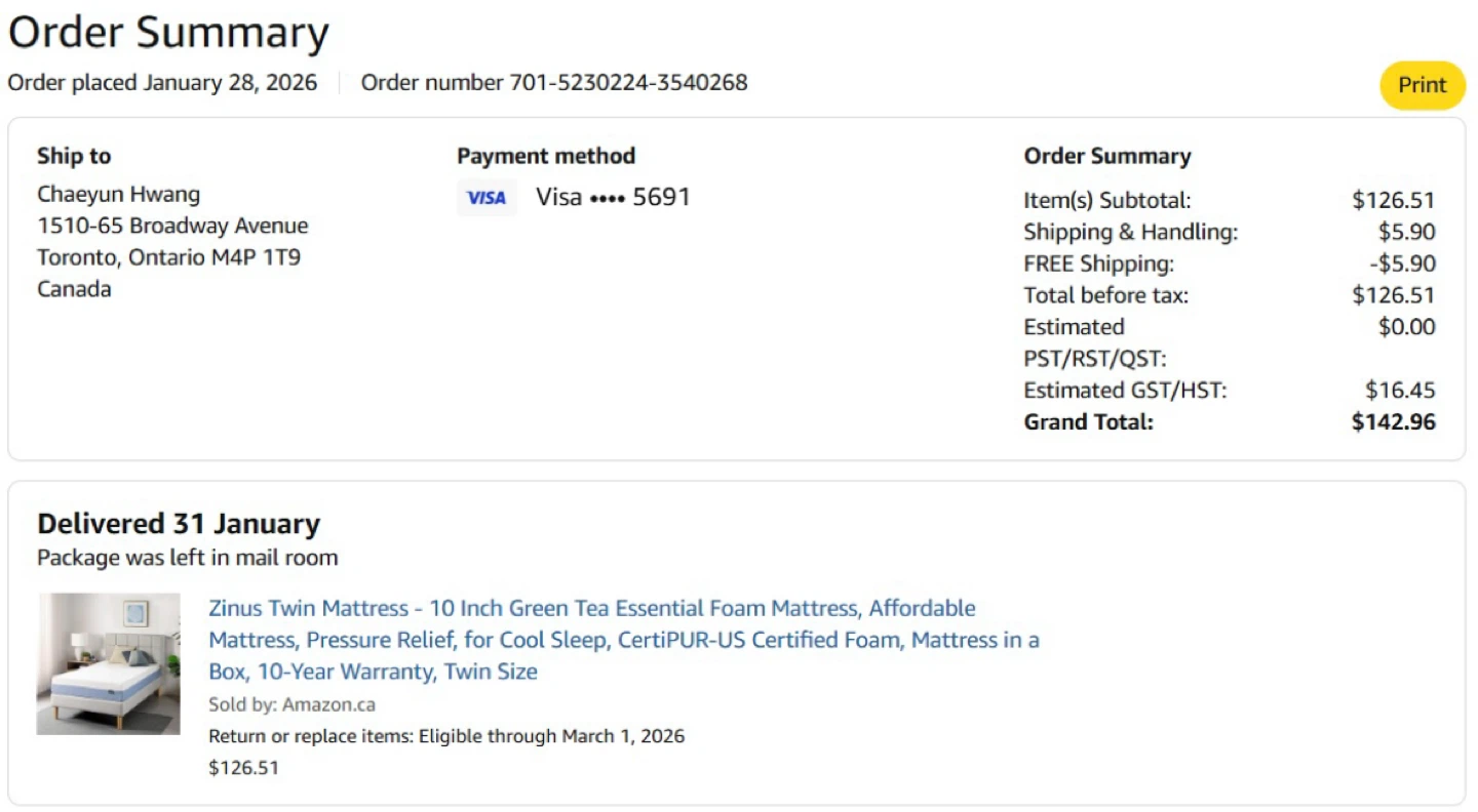 Selling a Zinus Twin Mattress (10-inch) - photo 2