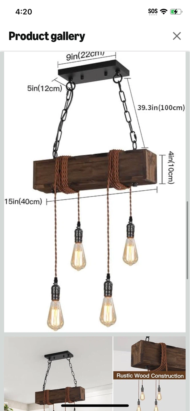 New-KEESFU 4-Light Farmhouse Pendant Light