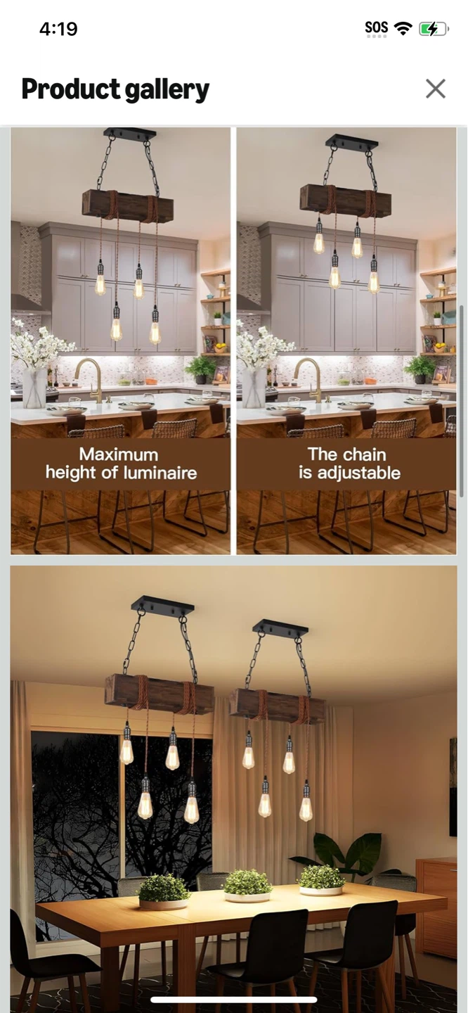 New-KEESFU 4-Light Farmhouse Pendant Light - photo 4
