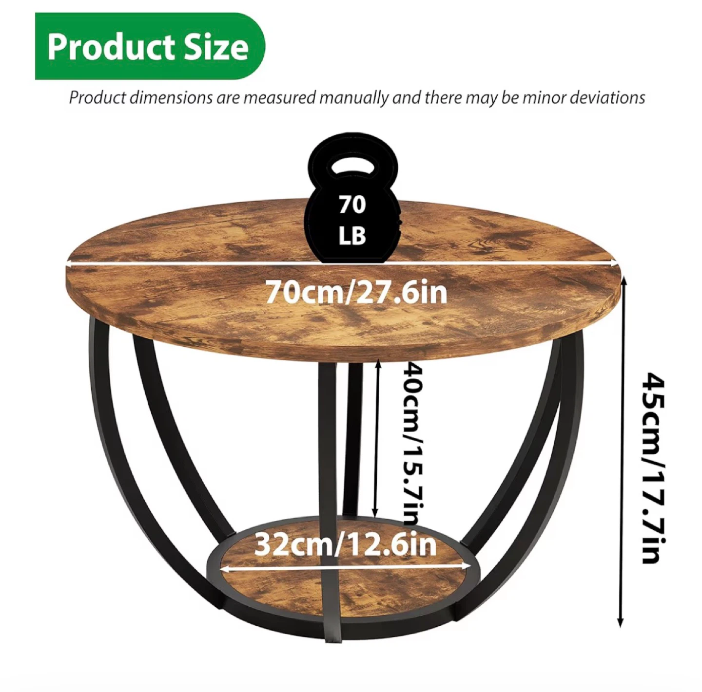 Round Coffee Table with Storage Shelf - photo 2