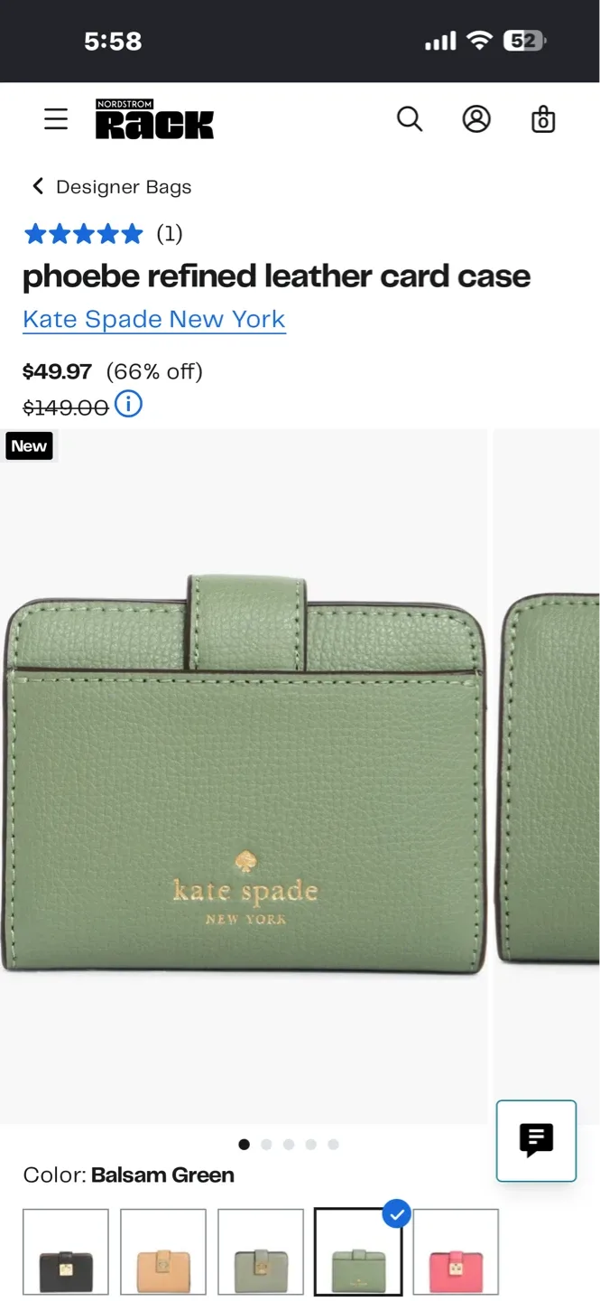 Kate Spade Phoebe Refined Leather Card Case - Balsam Green