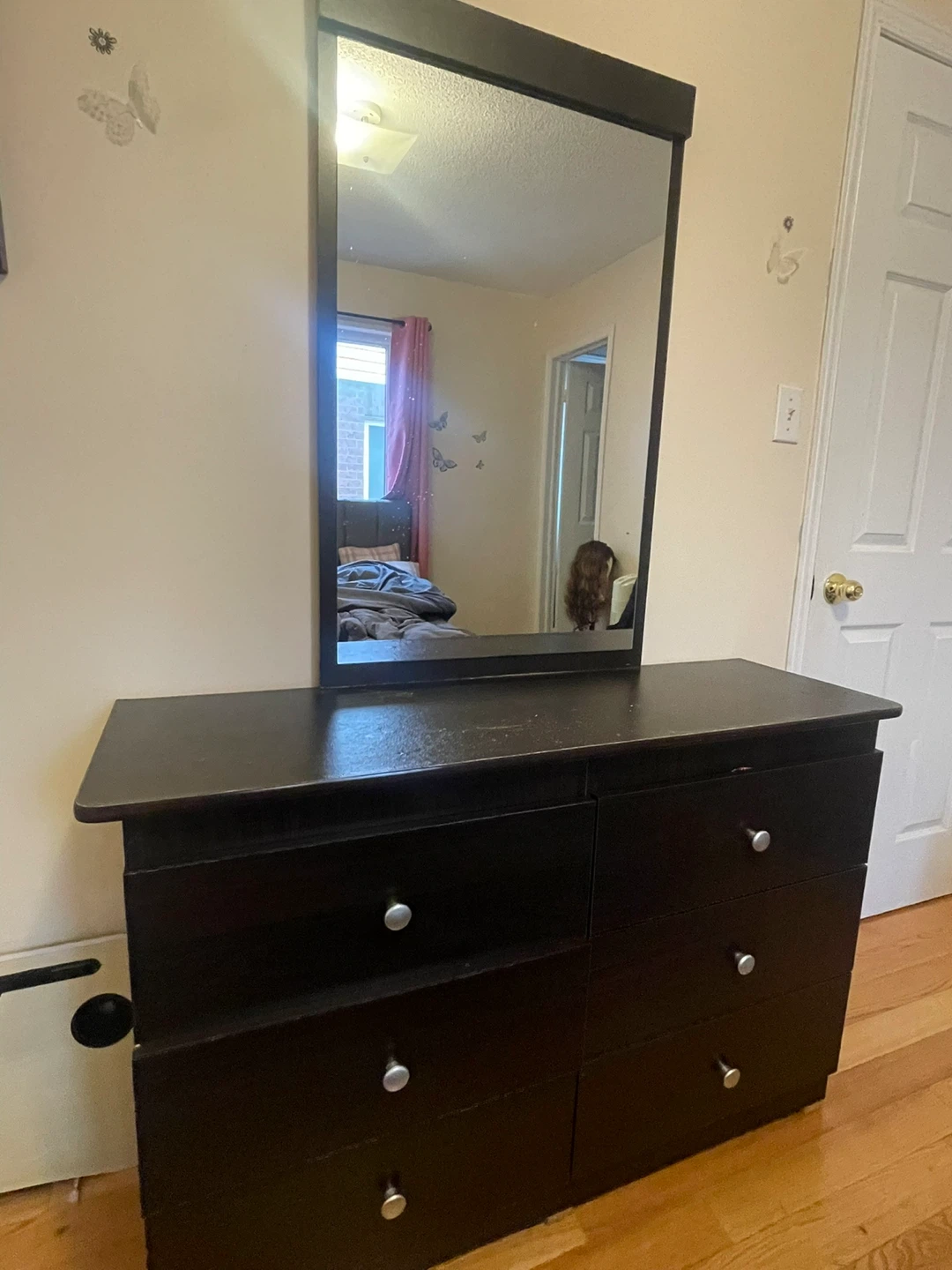Dark Wood Dresser with Mirror - photo 2
