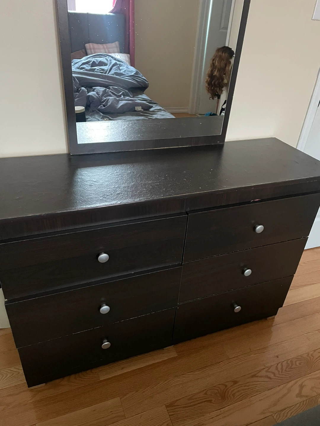 Dark Wood Dresser with Mirror