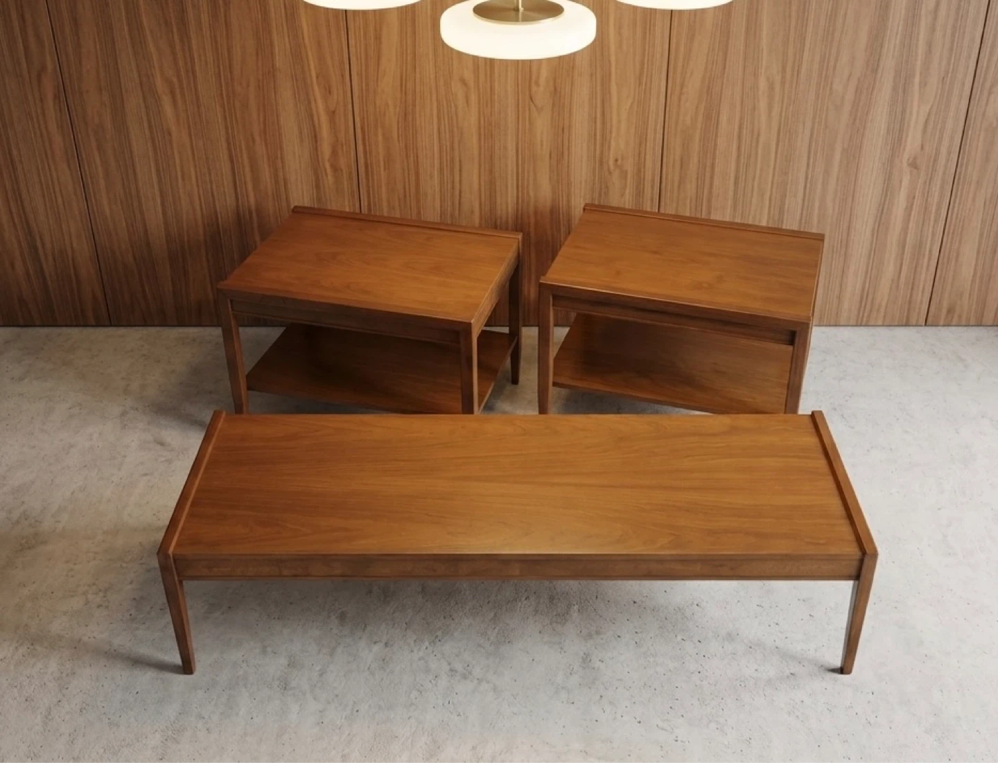 Mid-Century Modern Walnut 3-Piece Coffee Table Set