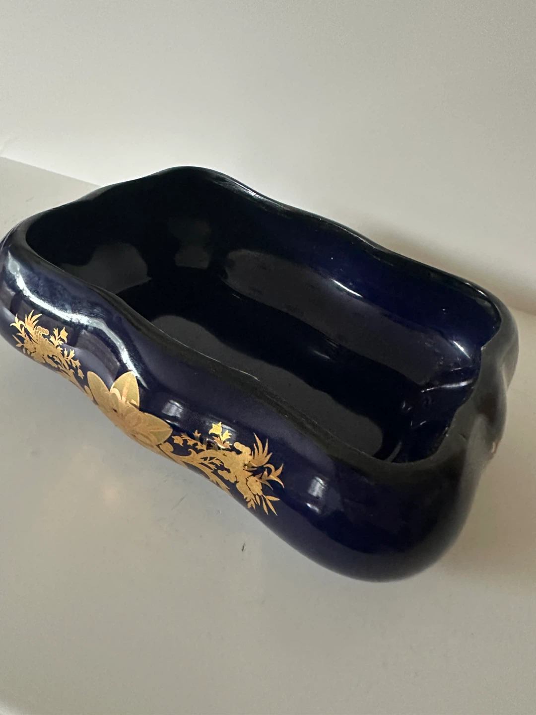 Imperial Limoges Cobalt Blue and Gold Floral Dish