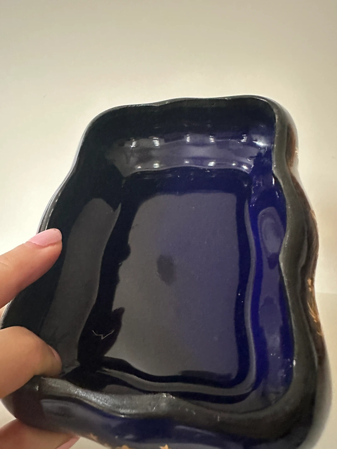 Imperial Limoges Cobalt Blue and Gold Floral Dish - photo 5