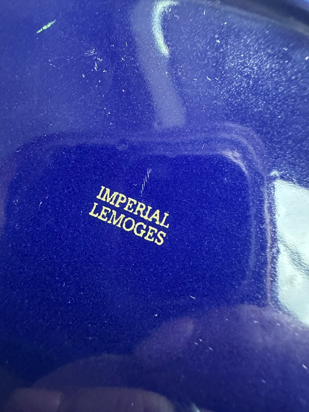 Imperial Limoges Cobalt Blue and Gold Floral Dish - photo 4