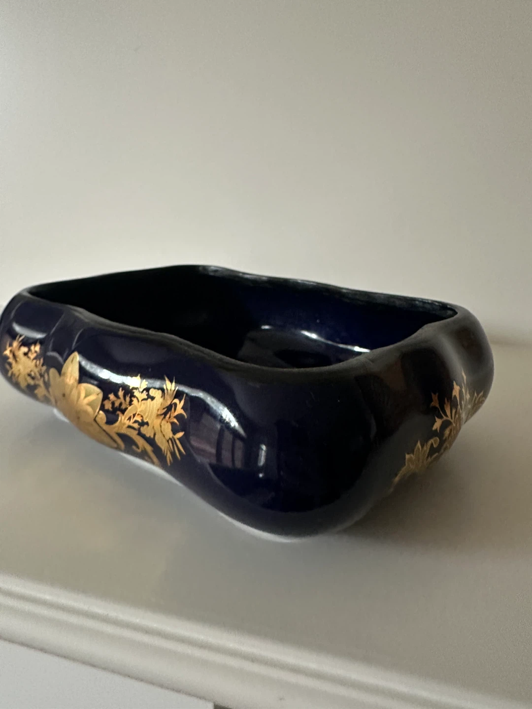 Imperial Limoges Cobalt Blue and Gold Floral Dish - photo 3
