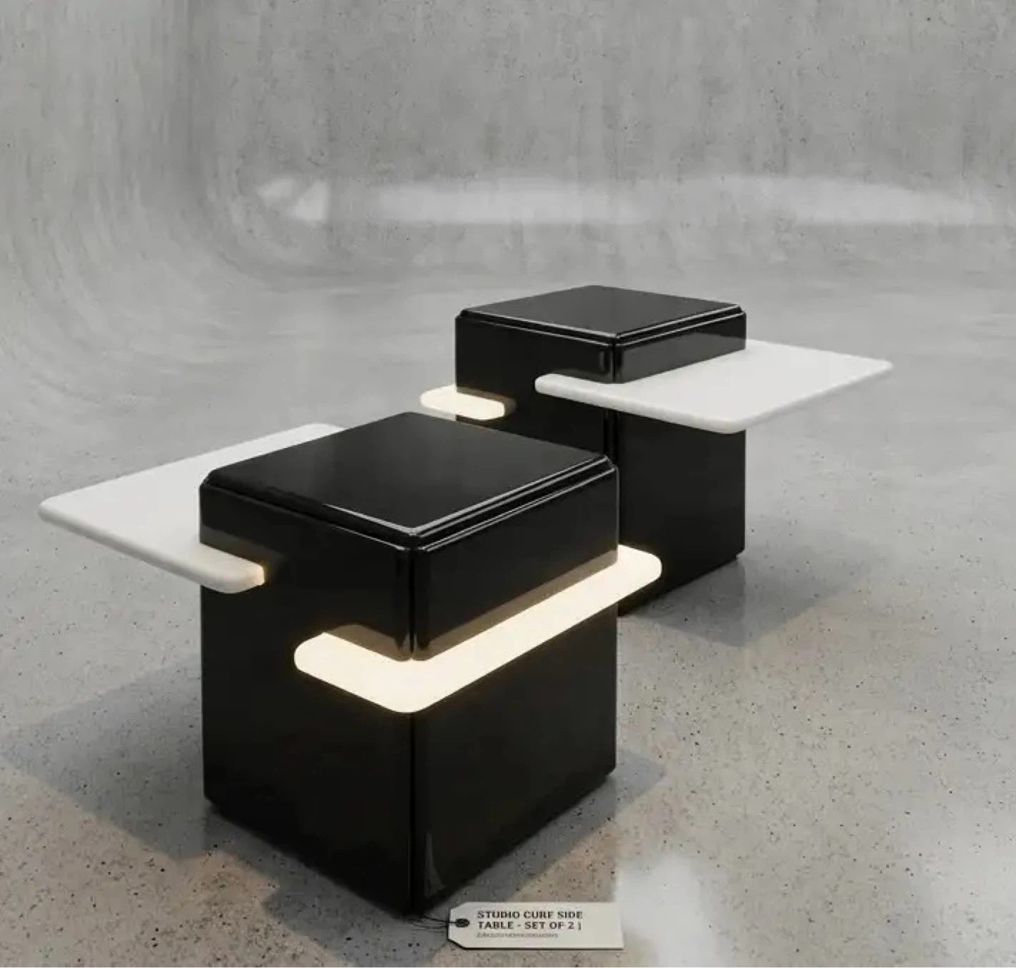 Space  Age Cube Side Tables - Black Lacquer